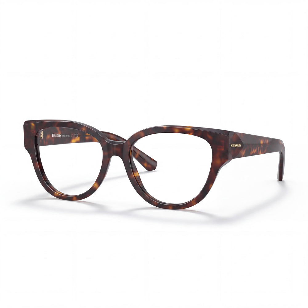 Monturas ópticas unisex BURBERRY en color marrón con lentes de demostración transparentes, listas para graduar.