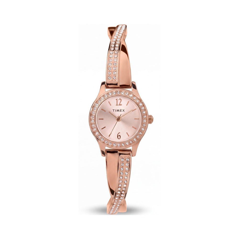 Timex TW2T57900 Women's Rose Gold-Tone Crystal Bracelet Watch, 23mm