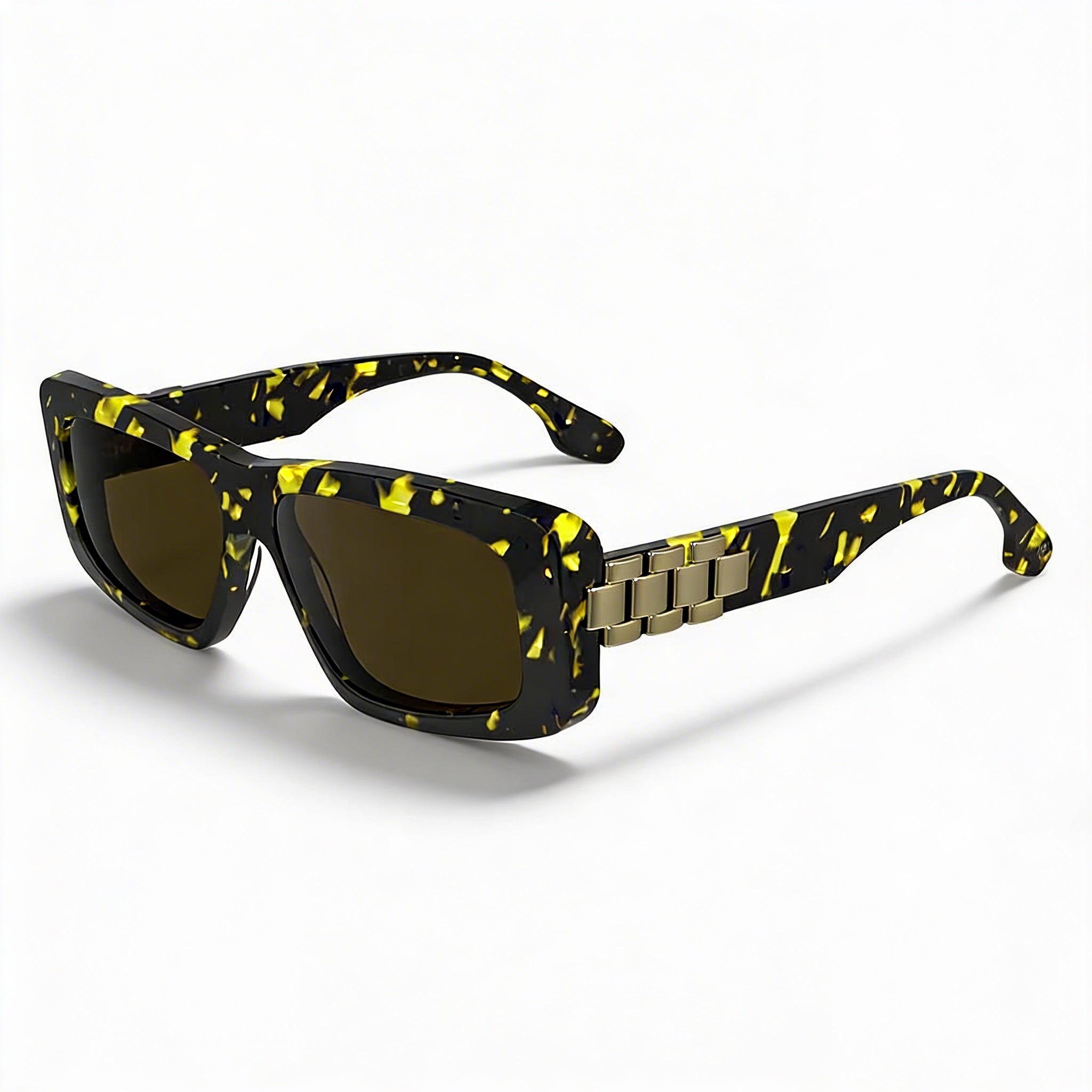 Victoria Beckham Vb669s Unisex Black Yellow Havana Plastic Rectangular Polycarbonate Sunglasses 55mm, Photo 1