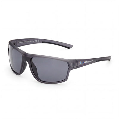 BMW MOTORSPORT Men's Modern Metal Rectangular Injected Grey Frame Smoke Polarized UV Sunglasses 66-16-130