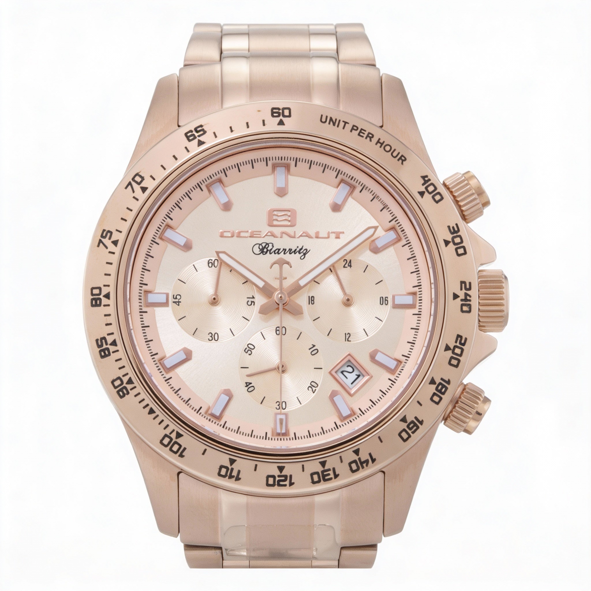 Reloj Oceanaut de cuarzo para hombre, acero inoxidable en oro rosa, esfera amarilla, resistente al agua, Photo 1