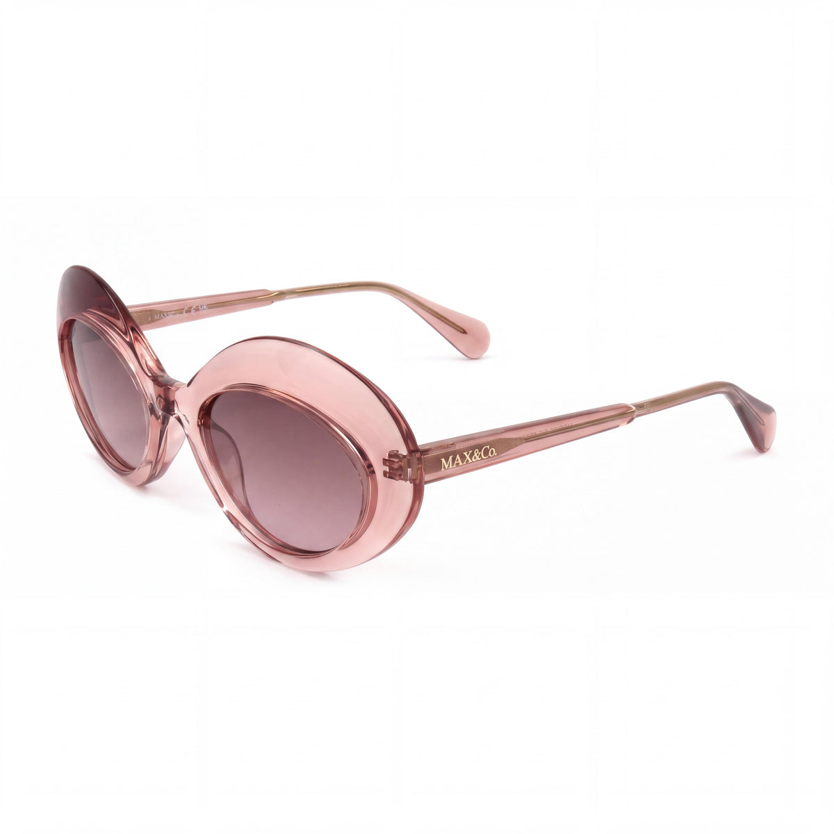 Max&Co. Casual Women's Sunglasses with Shiny Pink Plastic Frame and Grey UV Protection Lenses 52-21-140mm, Photo 1