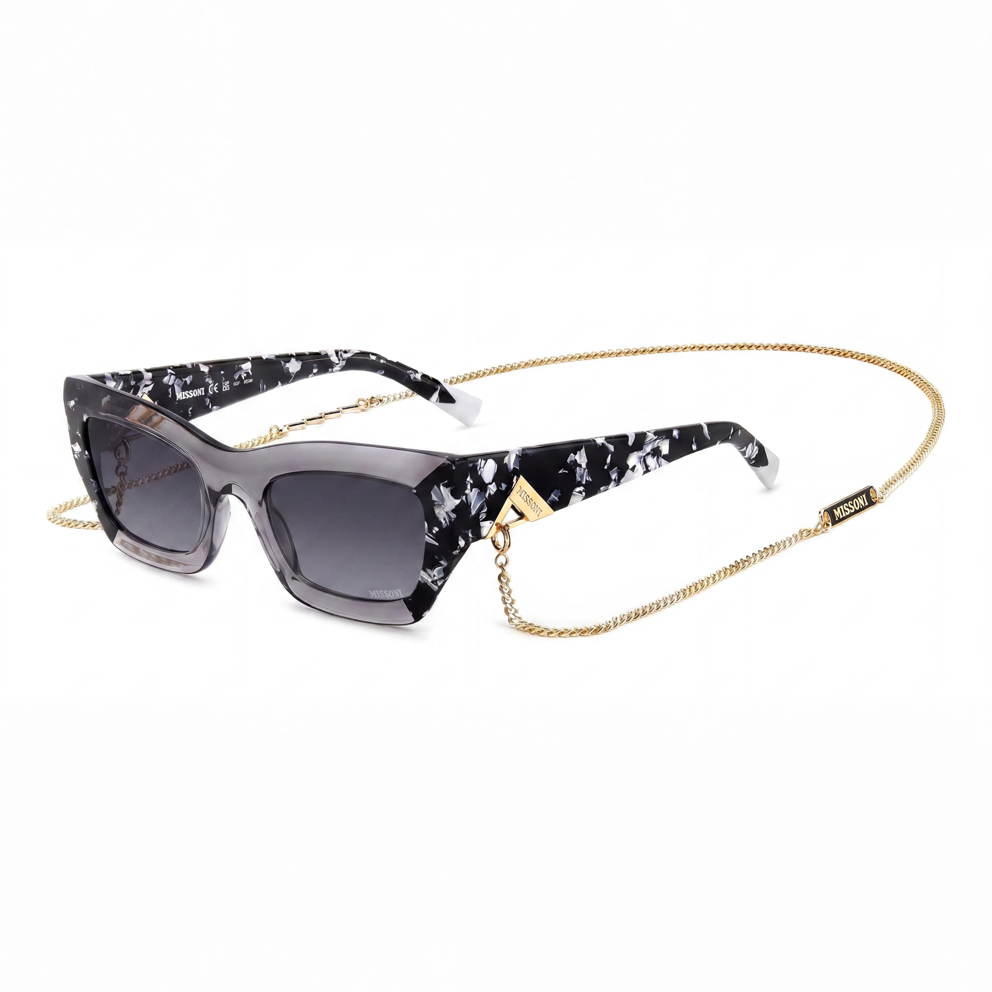 M Missoni Missoni Seasonal Women's Rectangular Plastic Dark Grey Shaded Non-Polarized Sunglasses 53mm, Photo 1