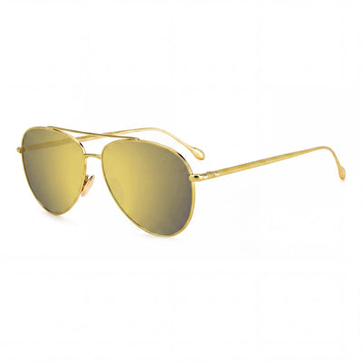 Isabel Marant Im0011s Women's Pilot Shape Metal Sunglasses featuring a Yellow Frame and Brown Mirror Yellow Lenses, Size 60mm