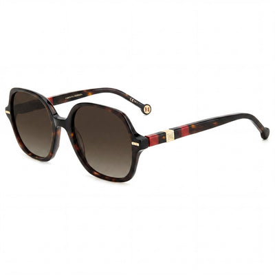 Carolina Herrera Gafas de Sol Cuadradas de Acetato Habana Rojo Marrón con Lentes Degradadas de 55 mm para Mujer