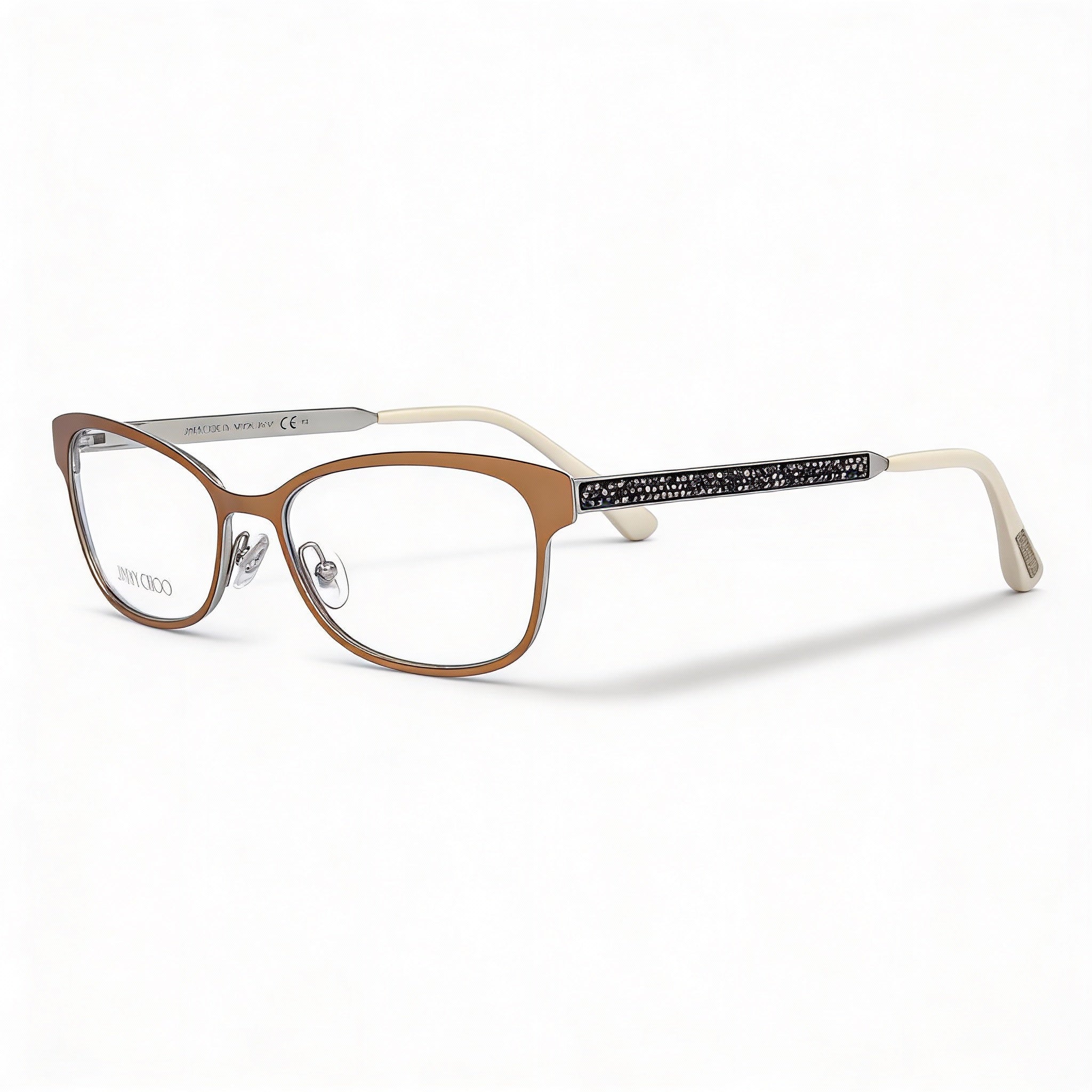 JIMMY CHOO JC203 VZH Women's Fashion Full Rim Oval Stainless Steel Eyeglasses Matte Bronze 54mm, Photo 1