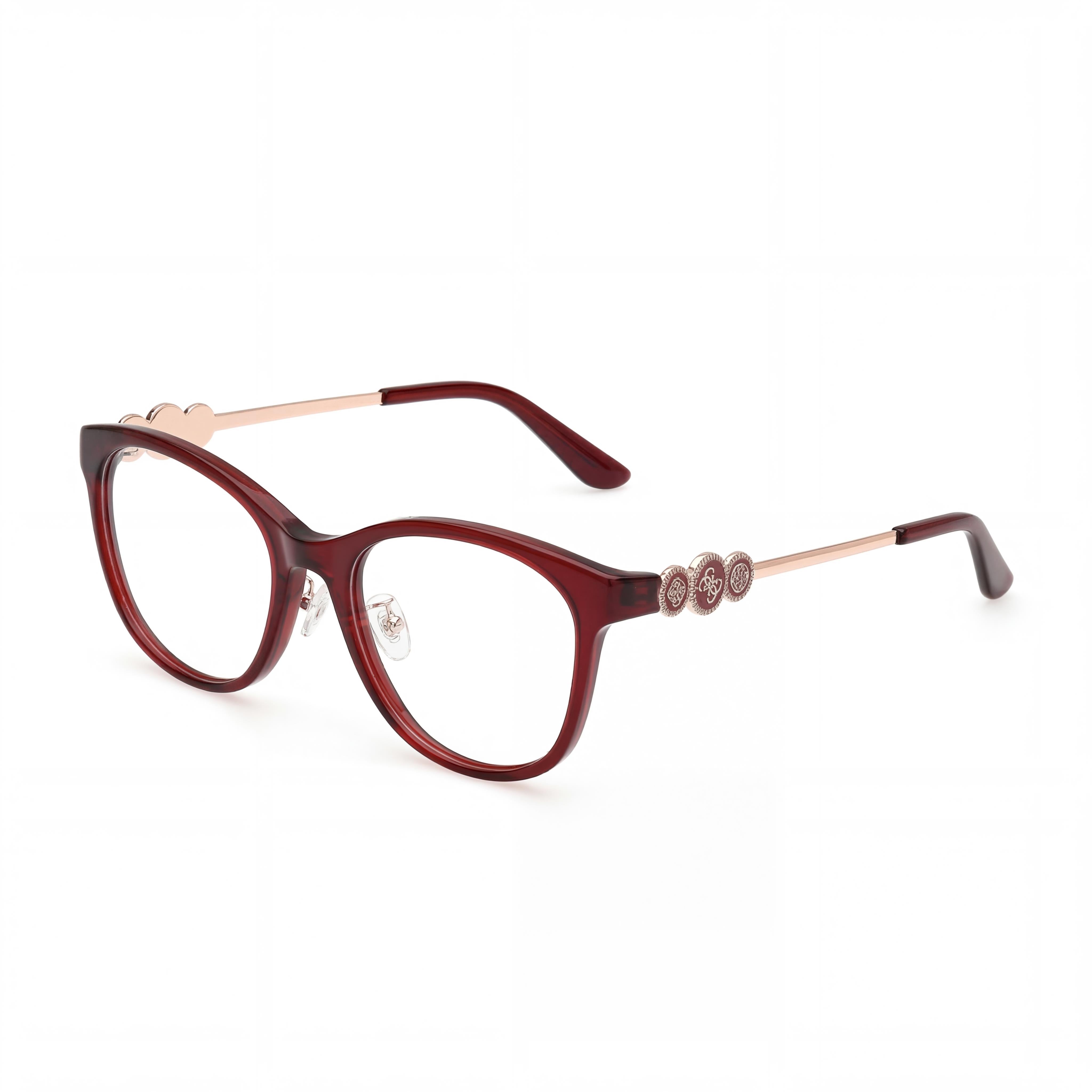 Gafas GUESS Classic para hombre con montura de plástico en burdeos/rosa/dorado y lentes de policarbonato multicolor, 52 mm, Photo 1