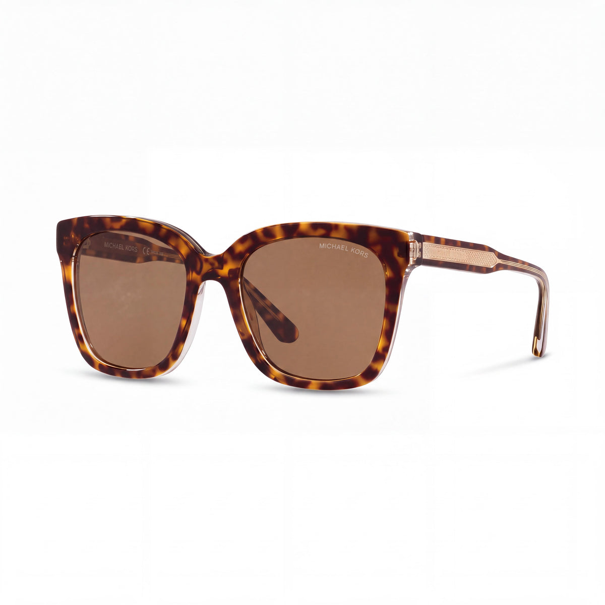 Michael Kors Women's Classic Dark Tortoise Sunglasses with Clear Gold Mirrored Lenses, UV Protection 52mm, Photo 1