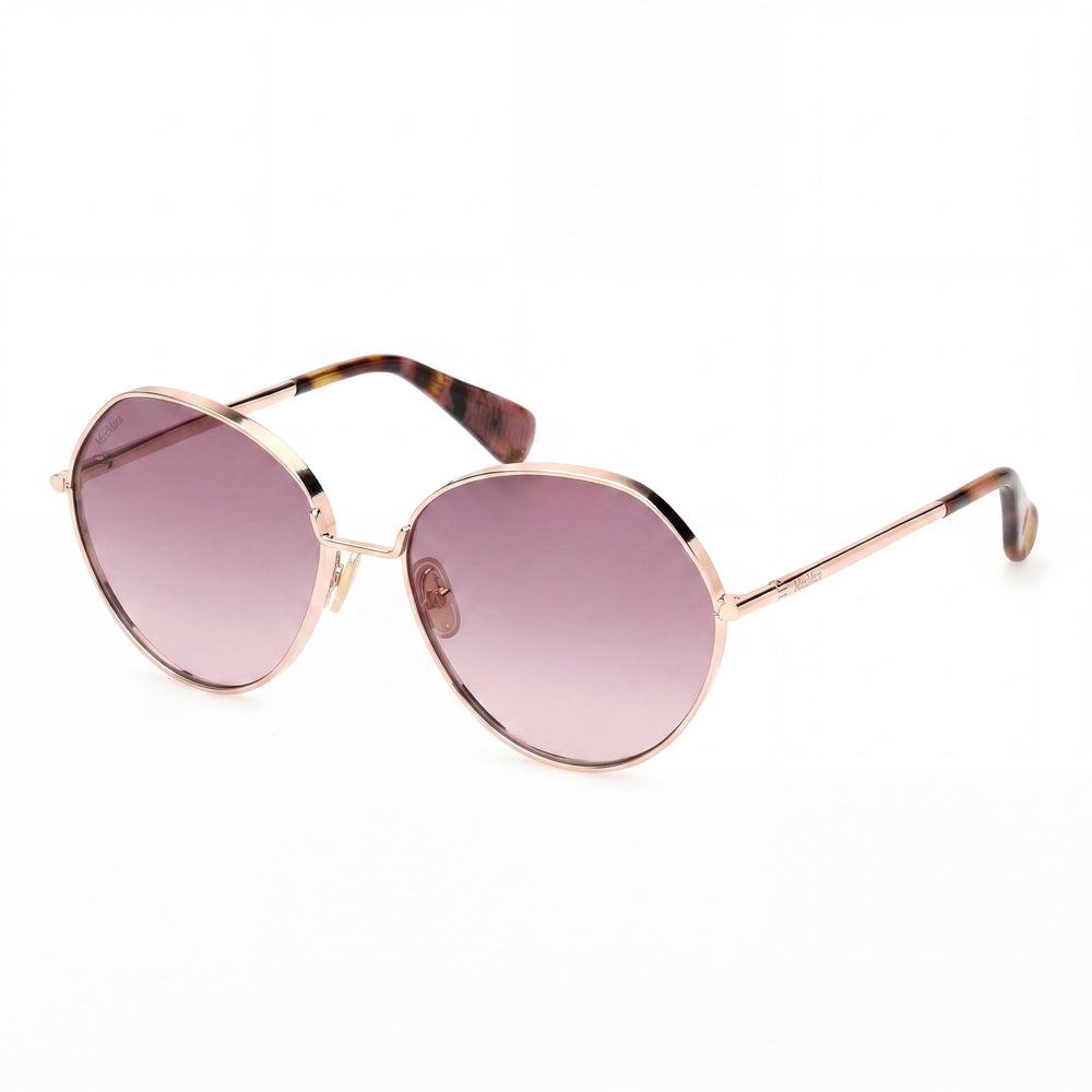MaxMara Mm0096 Women's Acetate Frame Shiny Rose Gold Polycarbonate Eyeglasses Lens Width 57mm