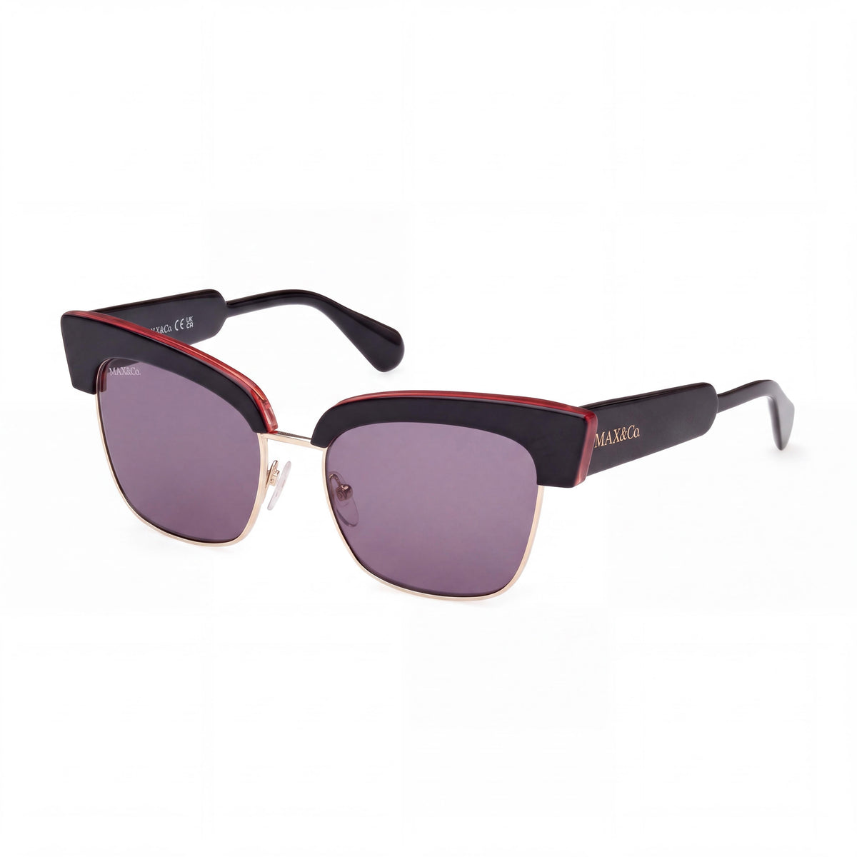 Max & Co. MO0092 Women's Black Acetate Frame Non-Polarized Sunglasses with Smoke Lenses 54-17-140mm, Photo 1