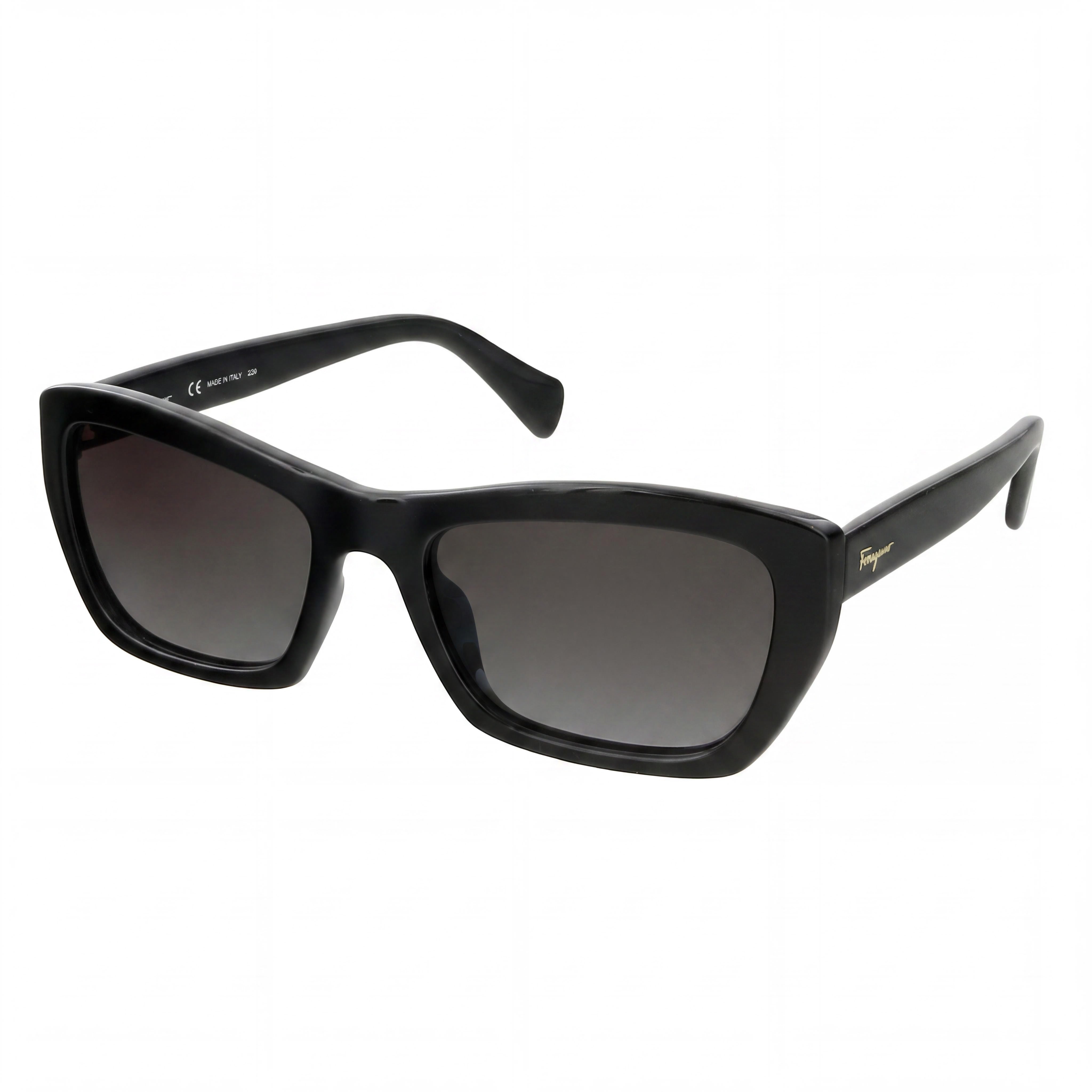 Salvatore Ferragamo SF958S Unisex Rectangular Black Plastic Grey Lens 100% UV Protection Sunglasses 55mm, Photo 1