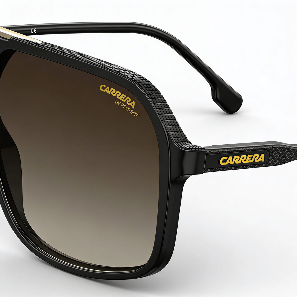 Gafas de sol unisex Carrera CARRERA 229/S con montura de policarbonato, color negro y marrón, lentes de 59 mm de ancho.