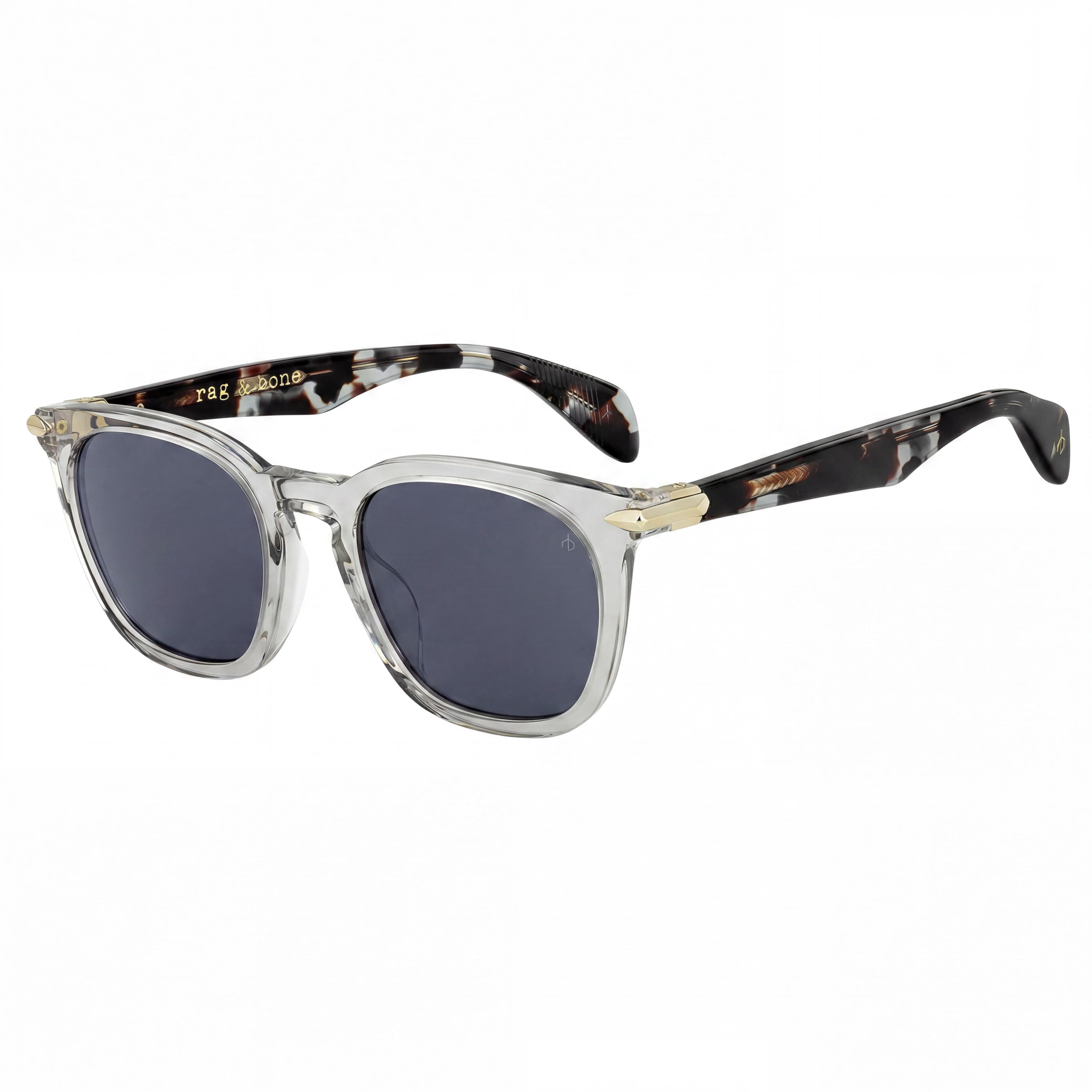 rag & bone Rnb 5021/S Unisex Acetate UV Protected Non-Polarized Sunglasses, Gray Frame, Grey Lenses, 50mm, Photo 1