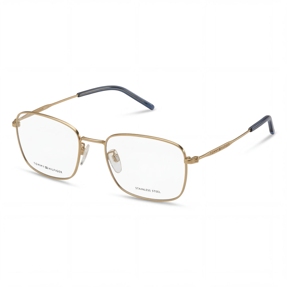 Gafas Tommy Hilfiger Casual para hombre con montura de acero de aleación dorada mate y lentes de policarbonato, talla 55-19-145