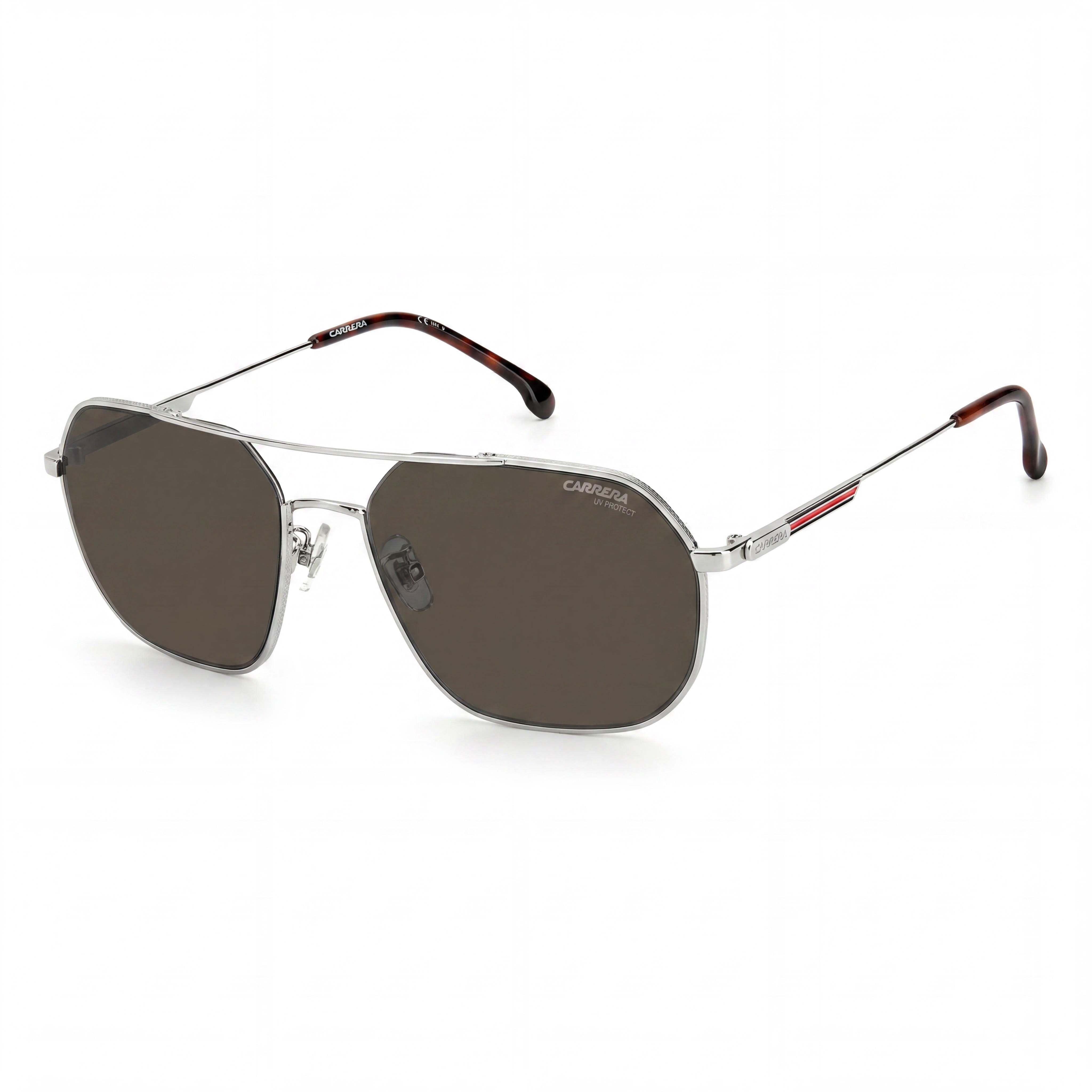 Carrera 1035 Unisex Sunglasses with UV Protection - Palladium Silver Stainless Steel, Dark Brown Lenses, 58mm, Photo 1