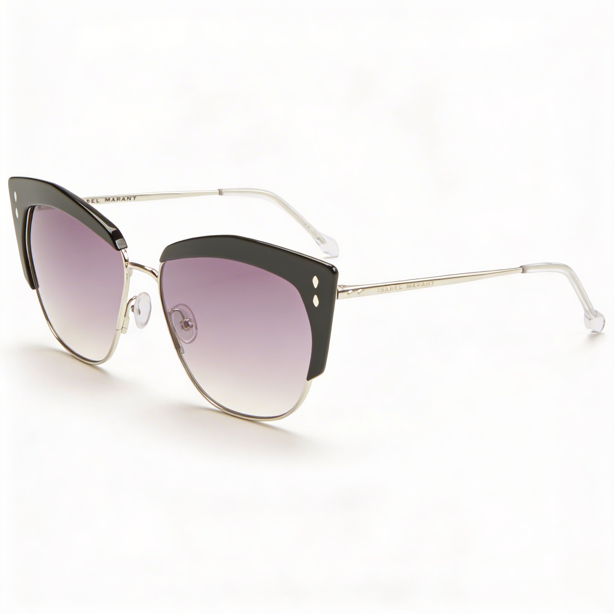 Gafas de sol informales Isabel Marant para mujer, montura metálica negra y plateada, lentes con degradado gris oscuro, 58-15-145, Photo 1