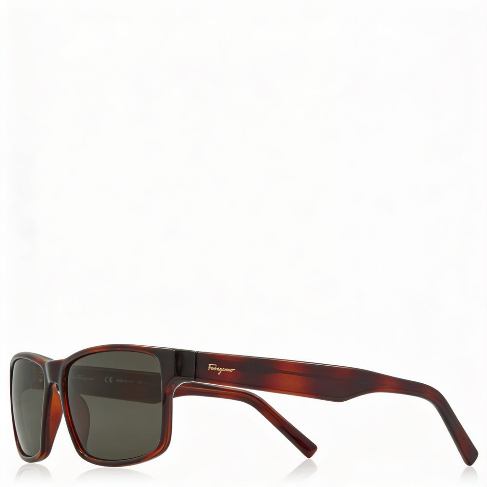 Ferragamo SF960S 214 Gafas de sol rectangulares unisex de plástico carey con marco marrón y protección UV no polarizada 58 mm