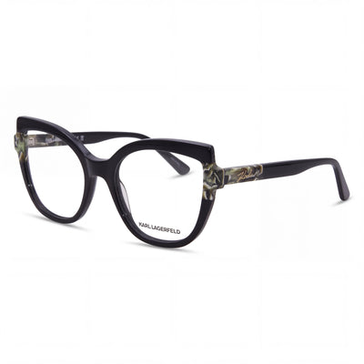 KARL LAGERFELD Modern Unisex Acetate Frame, Polycarbonate Lenses Black/Marble Sunglasses 54mm