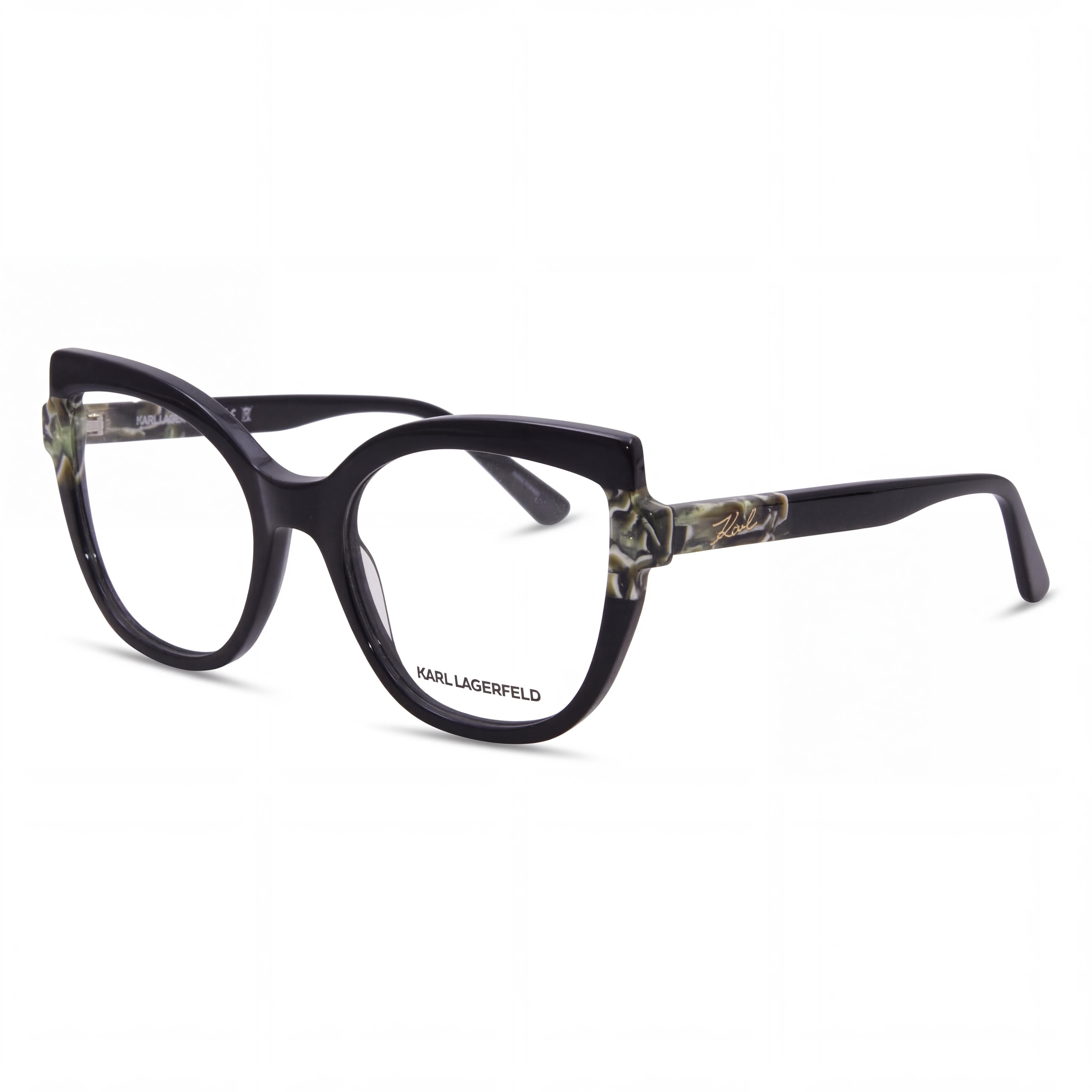 KARL LAGERFELD Modern Unisex Acetate Frame, Polycarbonate Lenses Black/Marble Sunglasses 54mm, Photo 1