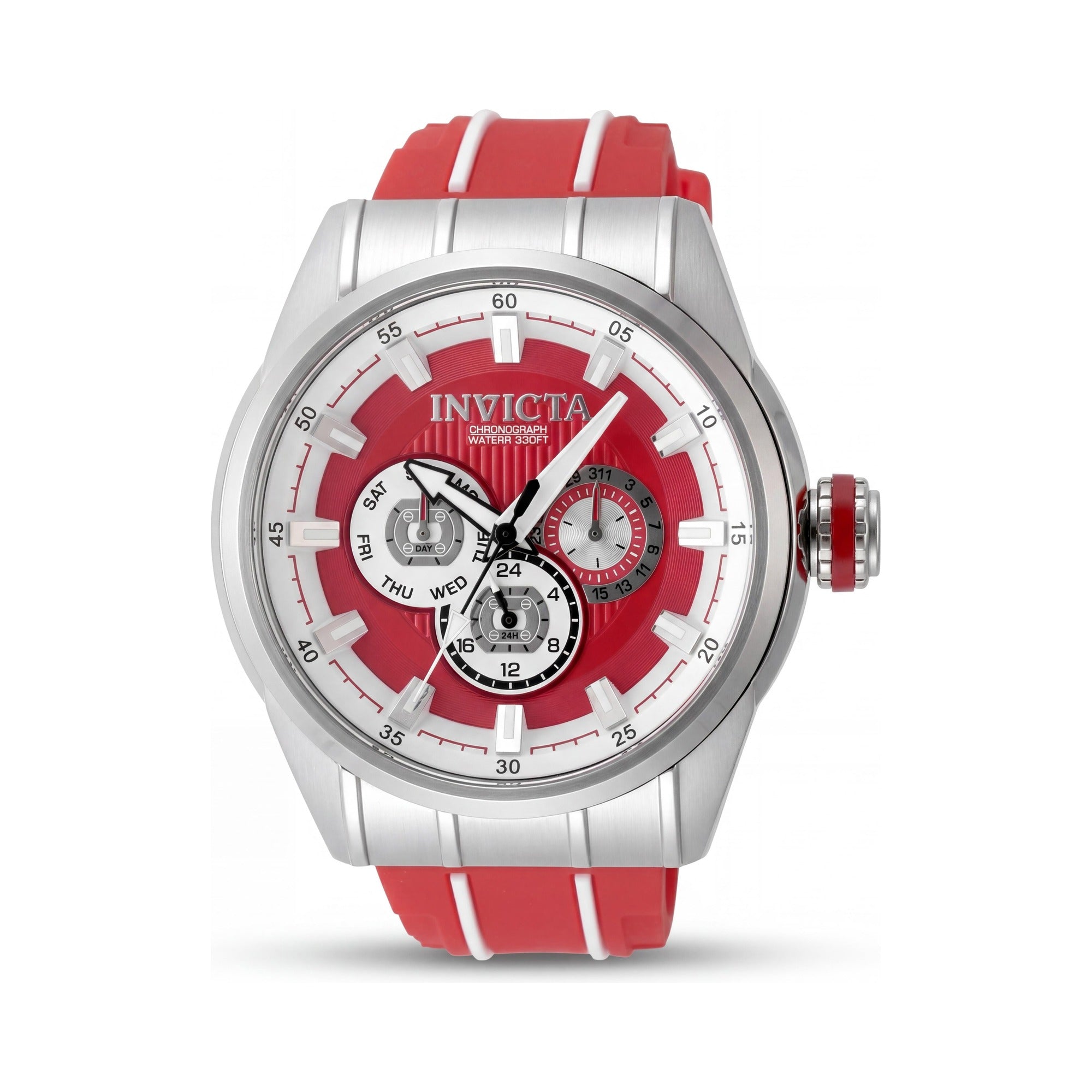 Reloj cronógrafo de cuarzo unisex Invicta Speedway 49051, acero inoxidable, 48 mm, esfera roja, correa de silicona, Photo 1