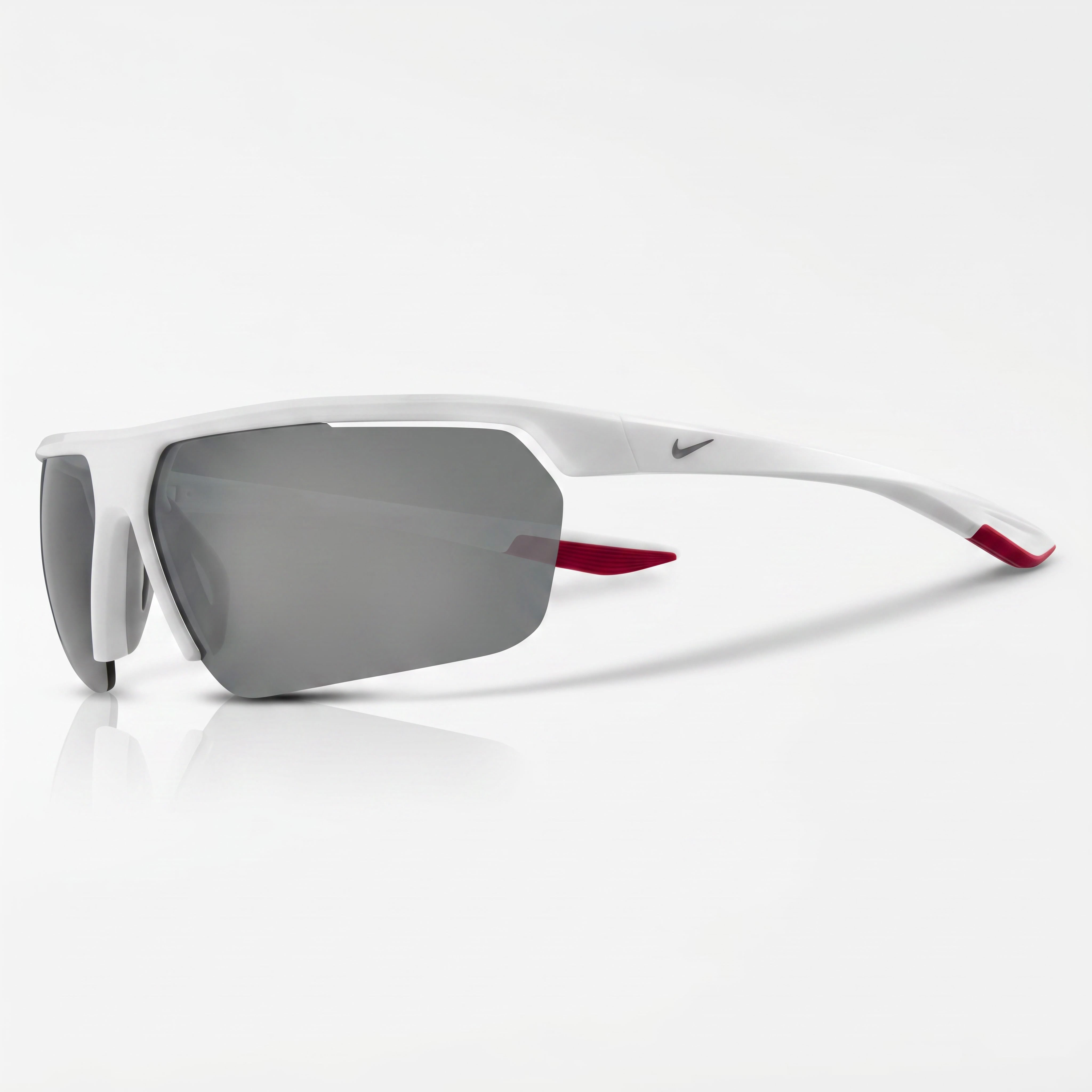 Nike Gale Force Unisex Plastic Sunglasses, White Wolf Grey Silver Flash Frame, Grey Silver Mirror Lens, 71mm, Photo 1