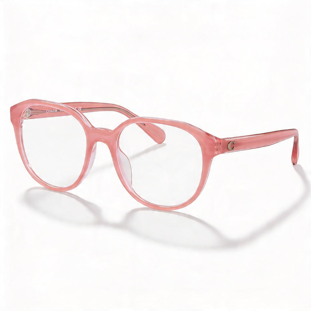 Monturas de gafas de plástico transparente rosa lechoso COACH Hc6209u Universal Fit para mujer con lentes de demostración 52-18-140
