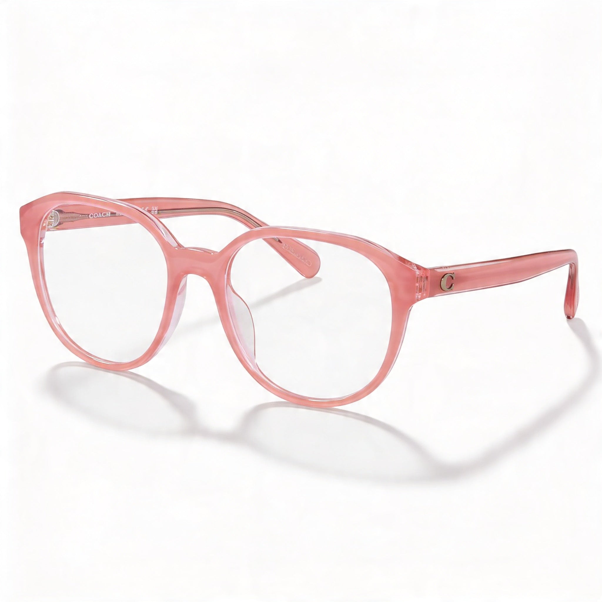 Monturas de gafas de plástico transparente rosa lechoso COACH Hc6209u Universal Fit para mujer con lentes de demostración 52-18-140, Photo 1
