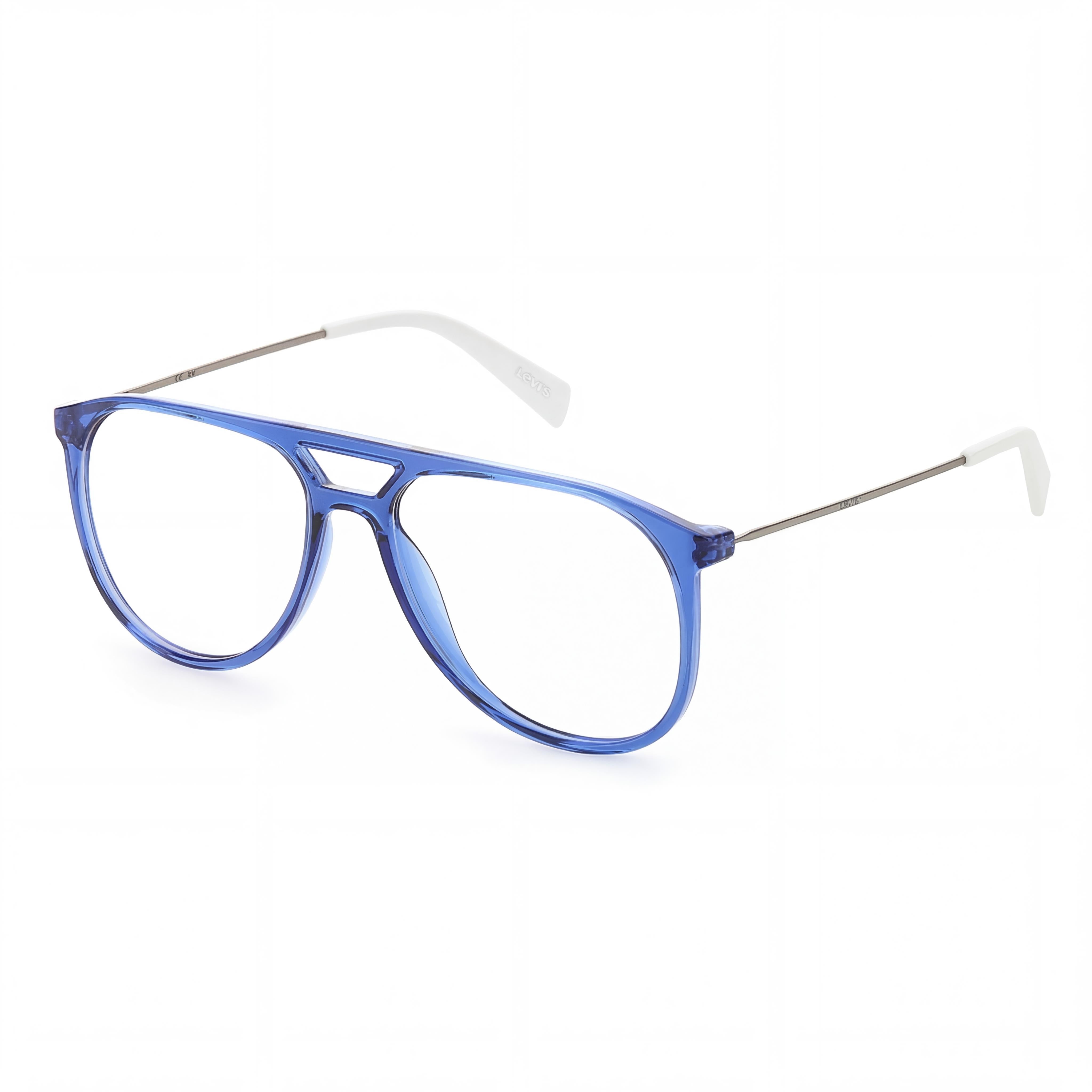 Gafas de vista Levi's Lv 1000 unisex estilo aviador con montura de poliamida azul y blanca. Medidas: 55-16-150, Photo 1
