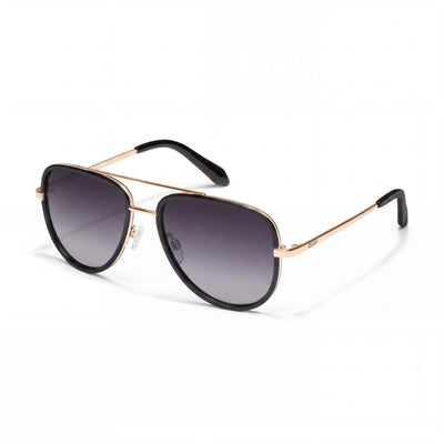 QUAY AUSTRALIA All in Mini Unisex Pilot Driver Combination Frame Black Gold Smoke Fade Polarized UV Protection Sunglasses 52mm