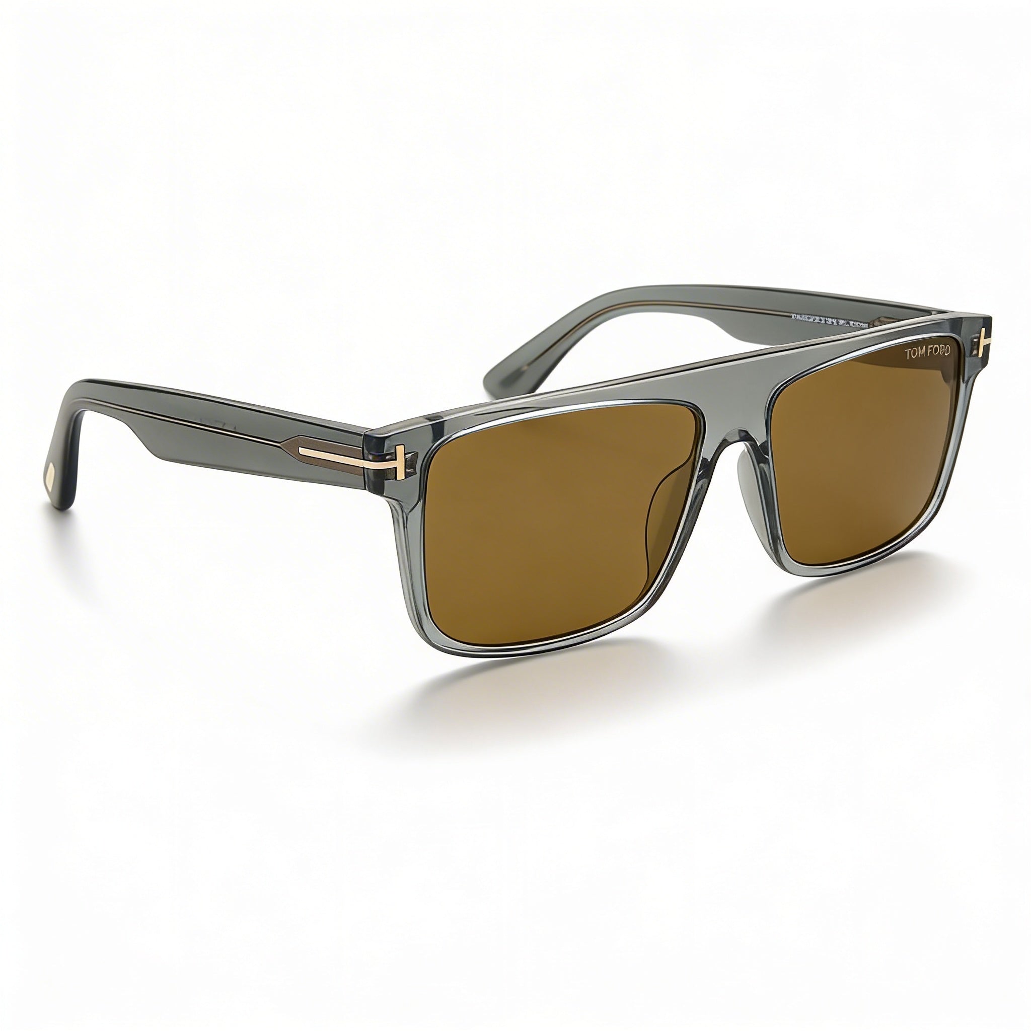 Gafas de sol Tom Ford FT0999 PHILIPPE-02 unisex con montura de plástico pantografiado gris transparente y lentes marrones sin polarizar con protección UV de 58 mm, Photo 2