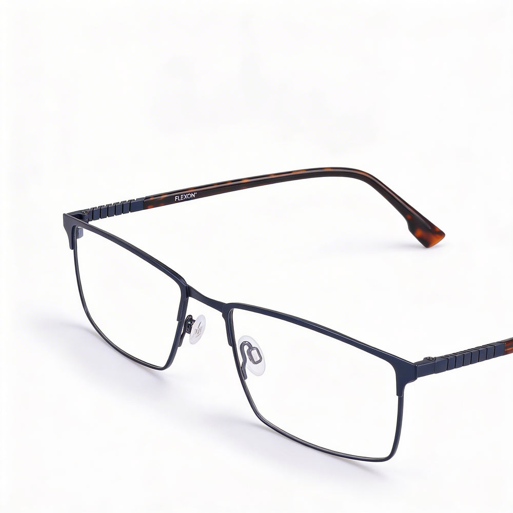 Flexon E1129 Gafas Unisex con Montura de Acetato Azul Marino Mate, Cristales de Policarbonato sin Polarizar, Ancho de Lente 59mm