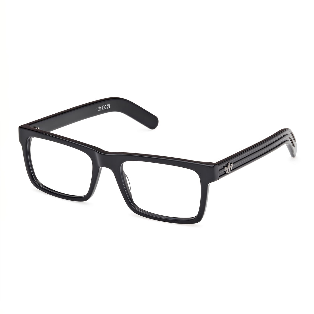 Gafas adidas Originals Or5107 para hombre, ligeras, de plástico, con montura negra brillante y lentes transparentes, 53 mm