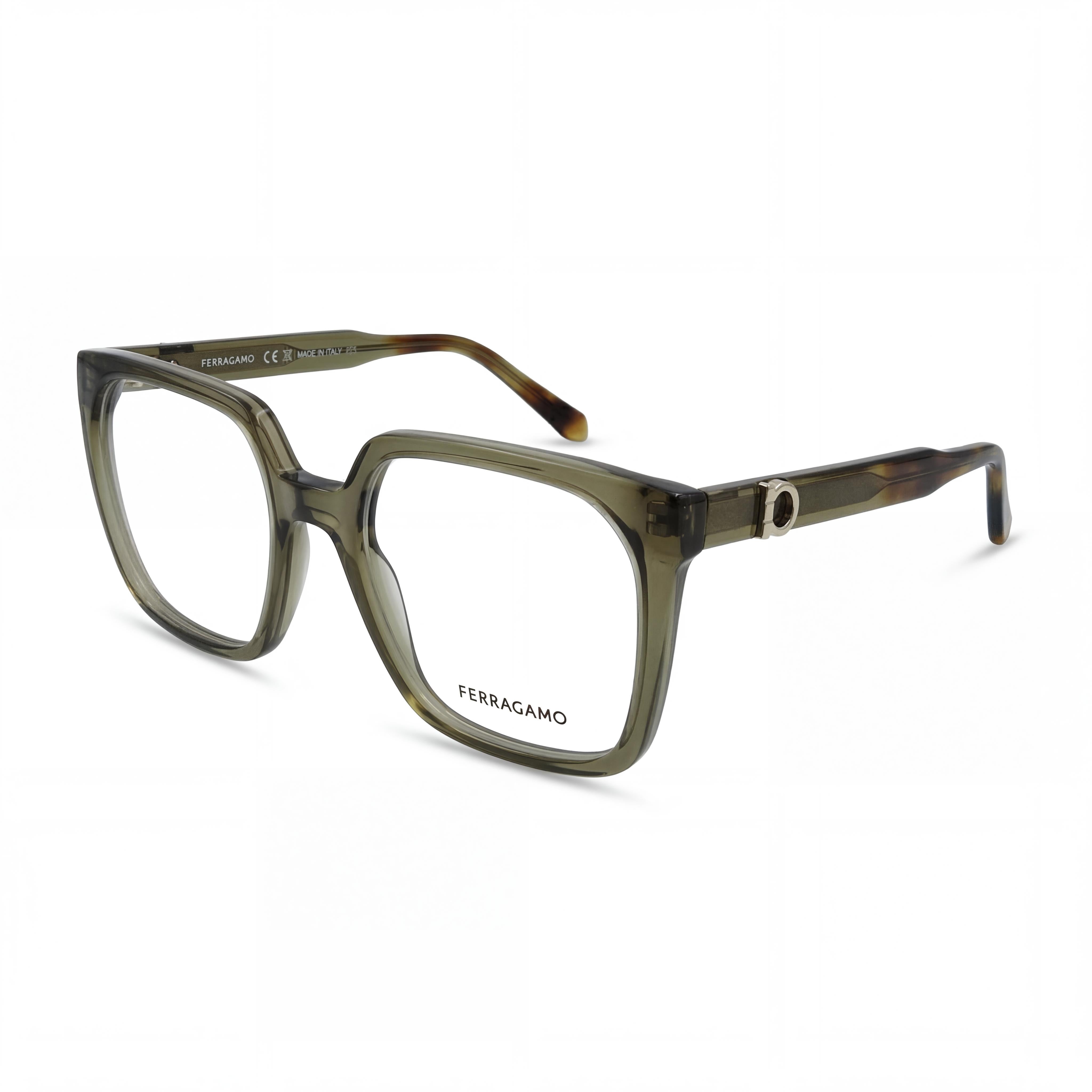 Ferragamo Casual Women's Transparent Khaki Ophthalmic Eyeglasses 55-18-145, Photo 1