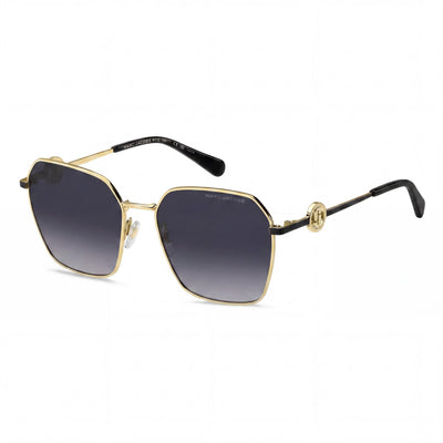 Marc Jacobs MARC 729/S Women's Square Metal Sunglasses, Gold Black Frame, Dark Grey Shaded Lenses, 58mm