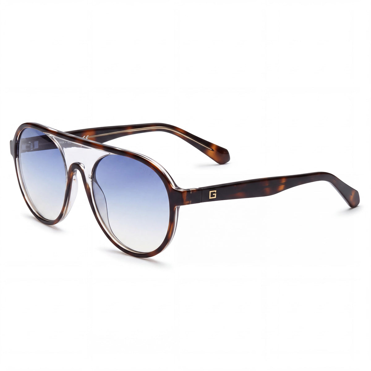 GUESS Women's GU-6943 52X Dark Havana Plastic Sunglasses, Gradient Blue Silver Mirror Anti-Reflective UV Protected Lenses 53mm, Photo 1