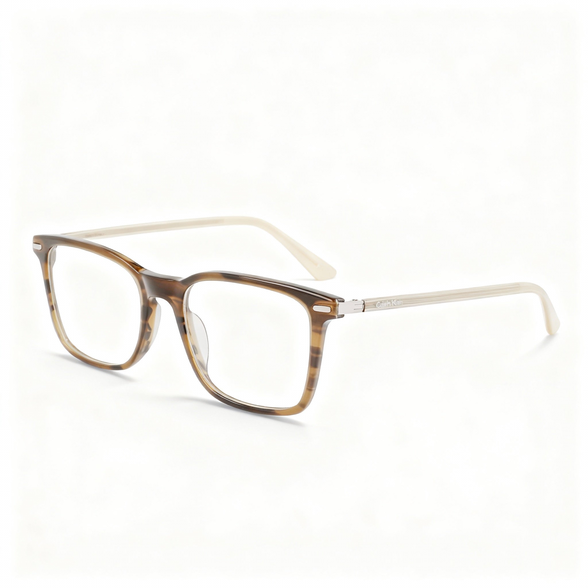 Calvin Klein CK22541 Women's Acetate Sunglasses with Striped Olive Frame and Lenses, Size 55mm