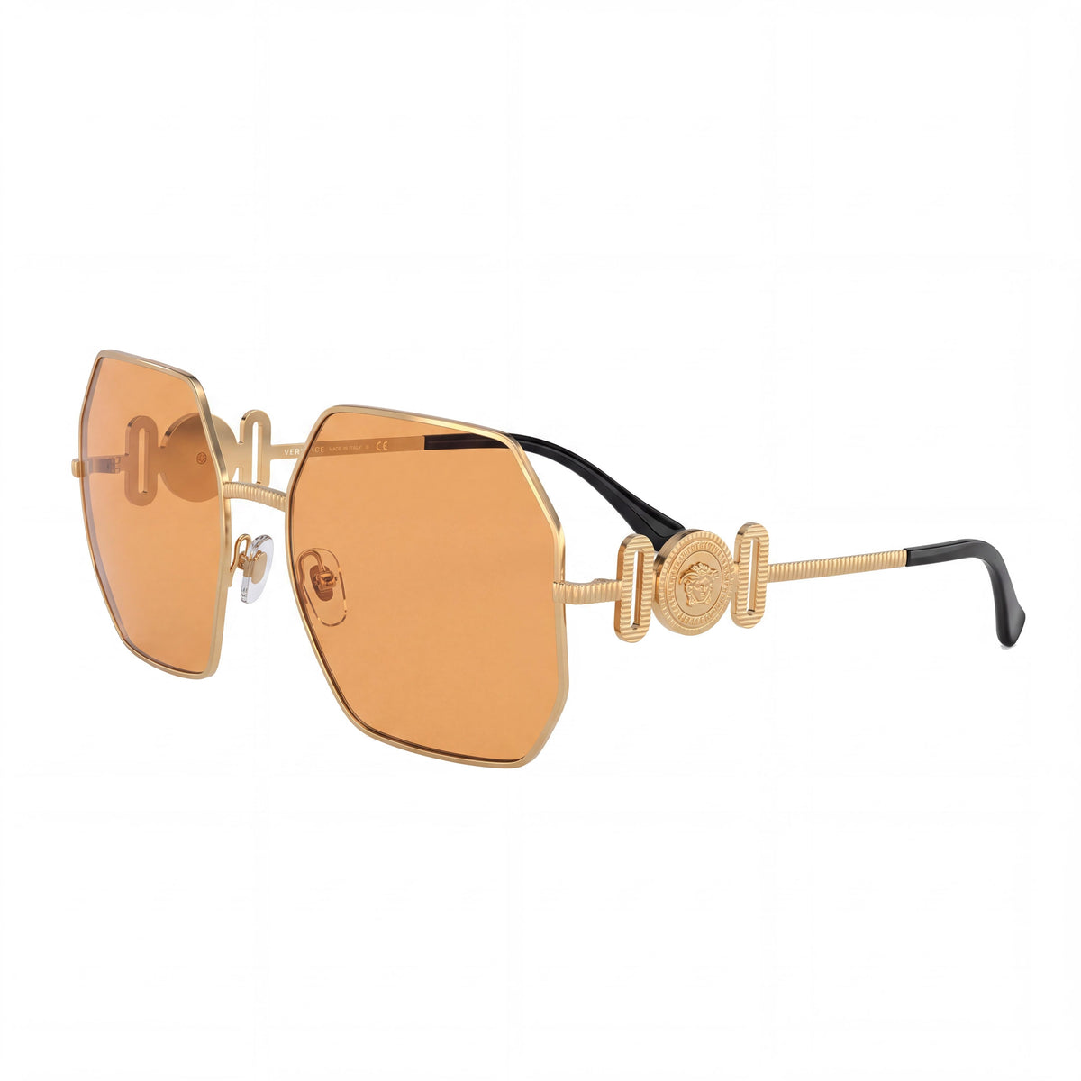 Gafas de sol Versace 0VE224810027P58 para mujer de metal dorado, espejo marrón dorado, con protección UV, no polarizadas, compatibles con lentes graduadas, 58 mm, Photo 1