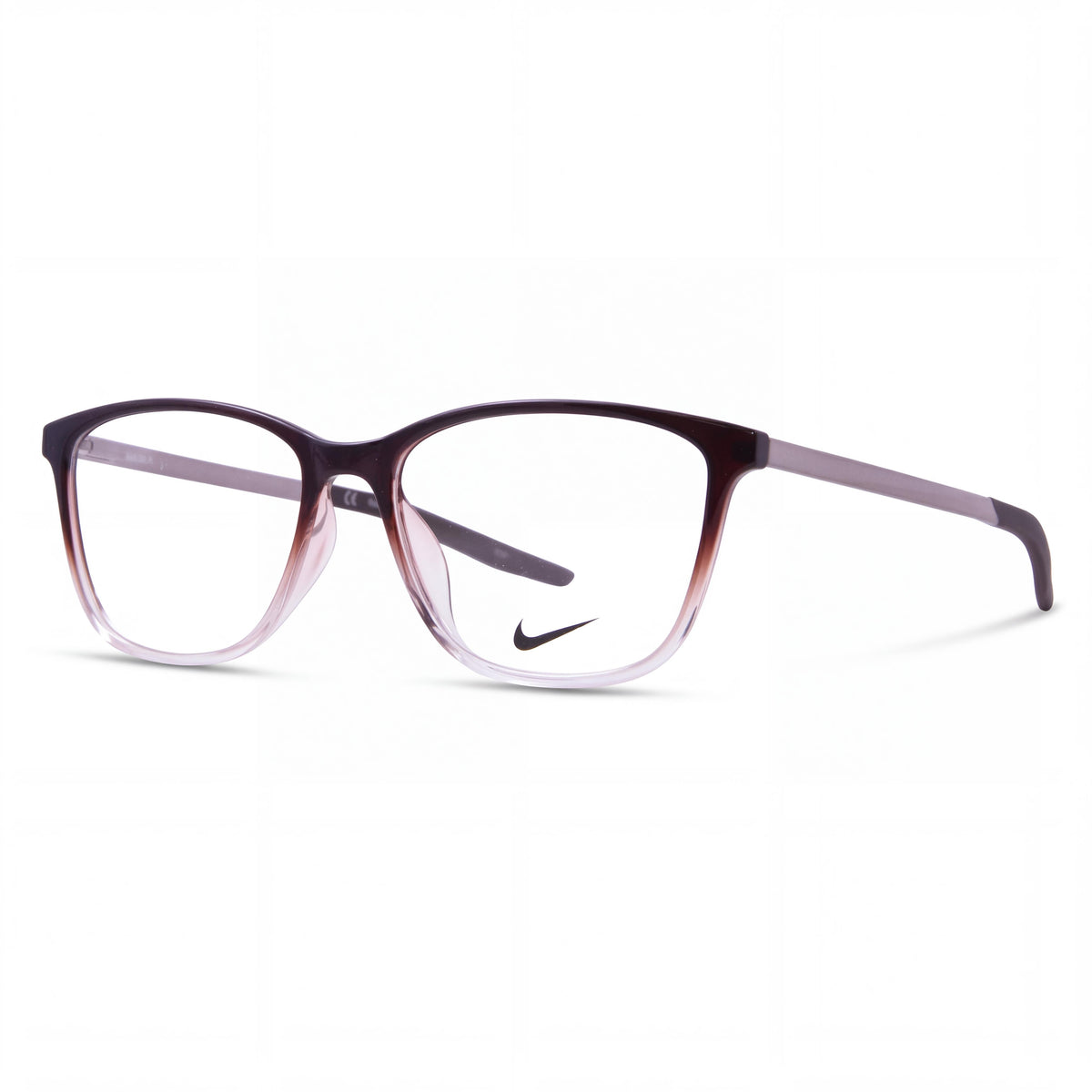 Nike 7284 Women's Full Rim Cat Eye Plastic Eyeglass Frames Brown Basalt/Clear Fade 54-16-145, Photo 1