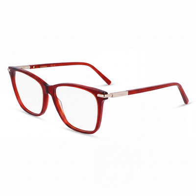 Ferragamo Sf3013 Gafas para mujer, montura de acetato transparente rojo, lente de 53 mm, puente de 15 mm, patilla de 140 mm