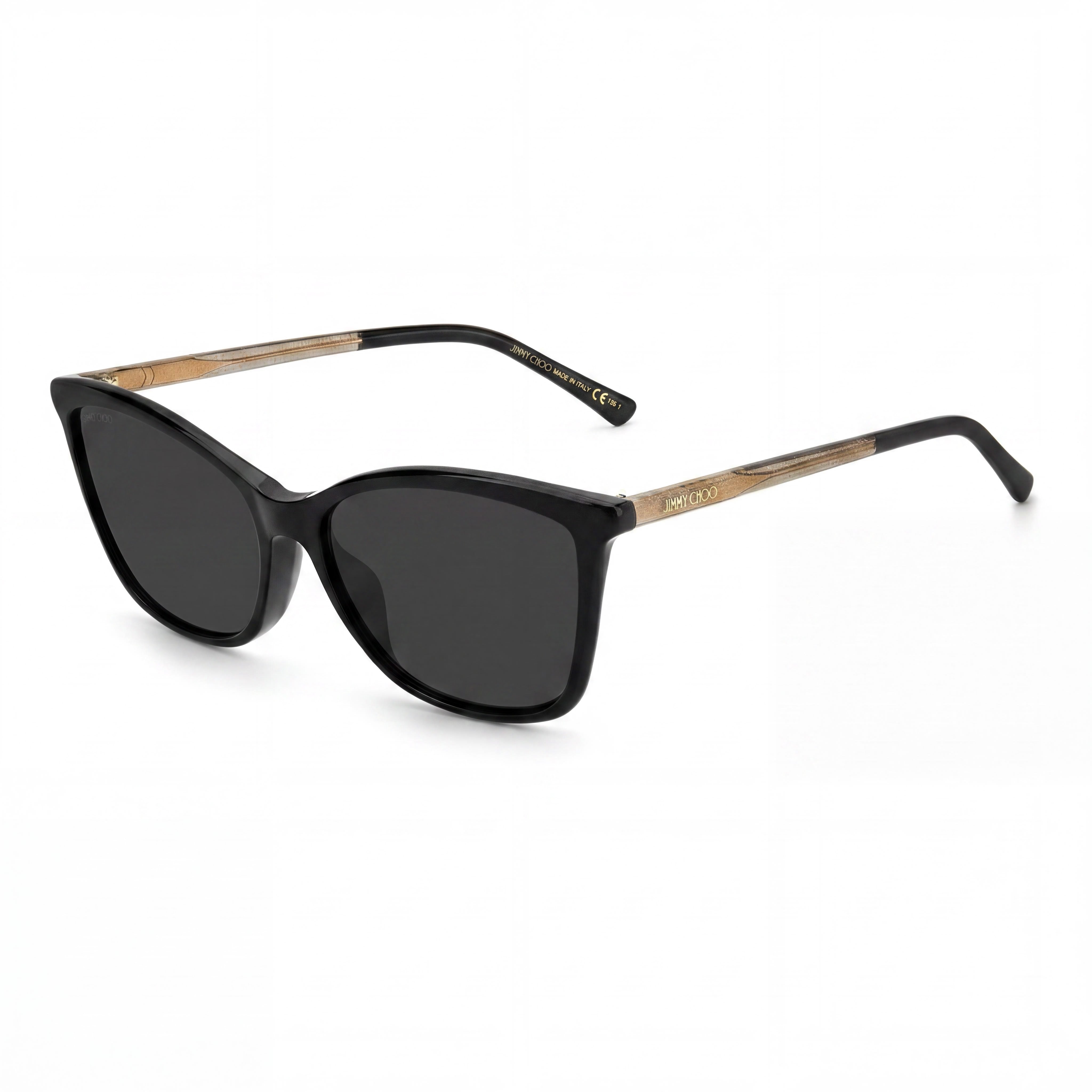 Gafas de sol informales JIMMY CHOO para mujer, montura de acetato negro, lentes negras con protección UV de 56 mm, Photo 1
