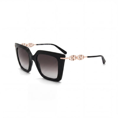 Gafas de sol Ferragamo Modern para mujer, montura de acero de aleación negro, lentes degradadas grises, 51 mm