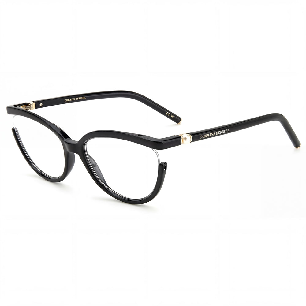 Carolina Herrera Casual Women's Transparent Black Polyamide Frame Eyewear with Black Lenses 55-18-140mm