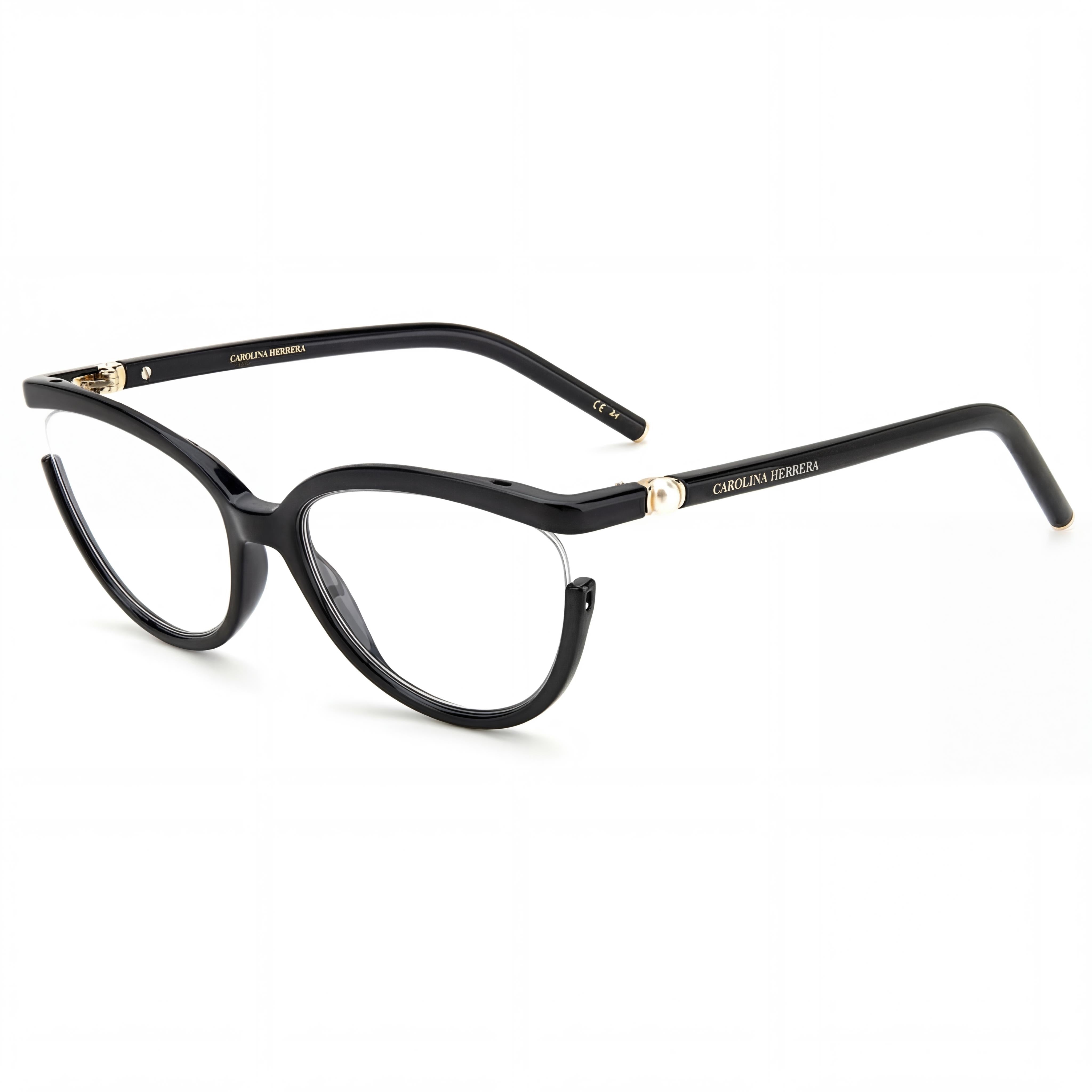 Carolina Herrera Casual Women's Transparent Black Polyamide Frame Eyewear with Black Lenses 55-18-140mm, Photo 1