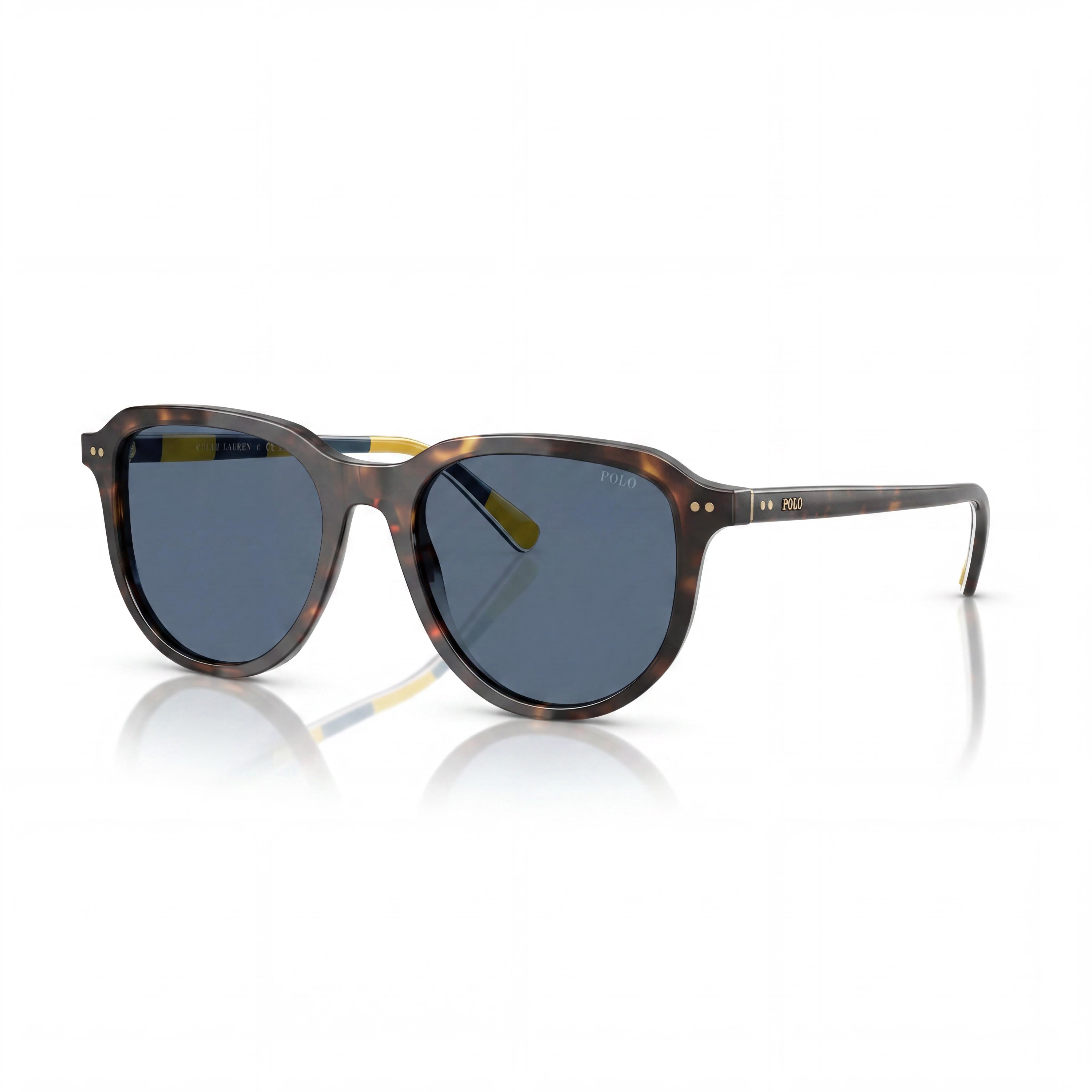 POLO RALPH LAUREN Ph4225 Women's Plastic Frame Non-Polarized Sunglasses, Dark Havana Dark Blue Frame, Dark Blue Lenses 53mm, Photo 1