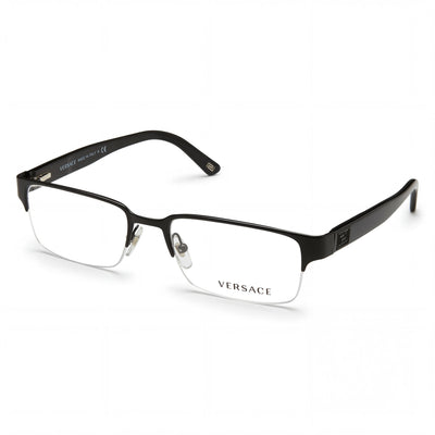 Versace VE1184 Women's Rectangular Eyeglasses with Matte Black Metal Frame and 53mm Lens Width
