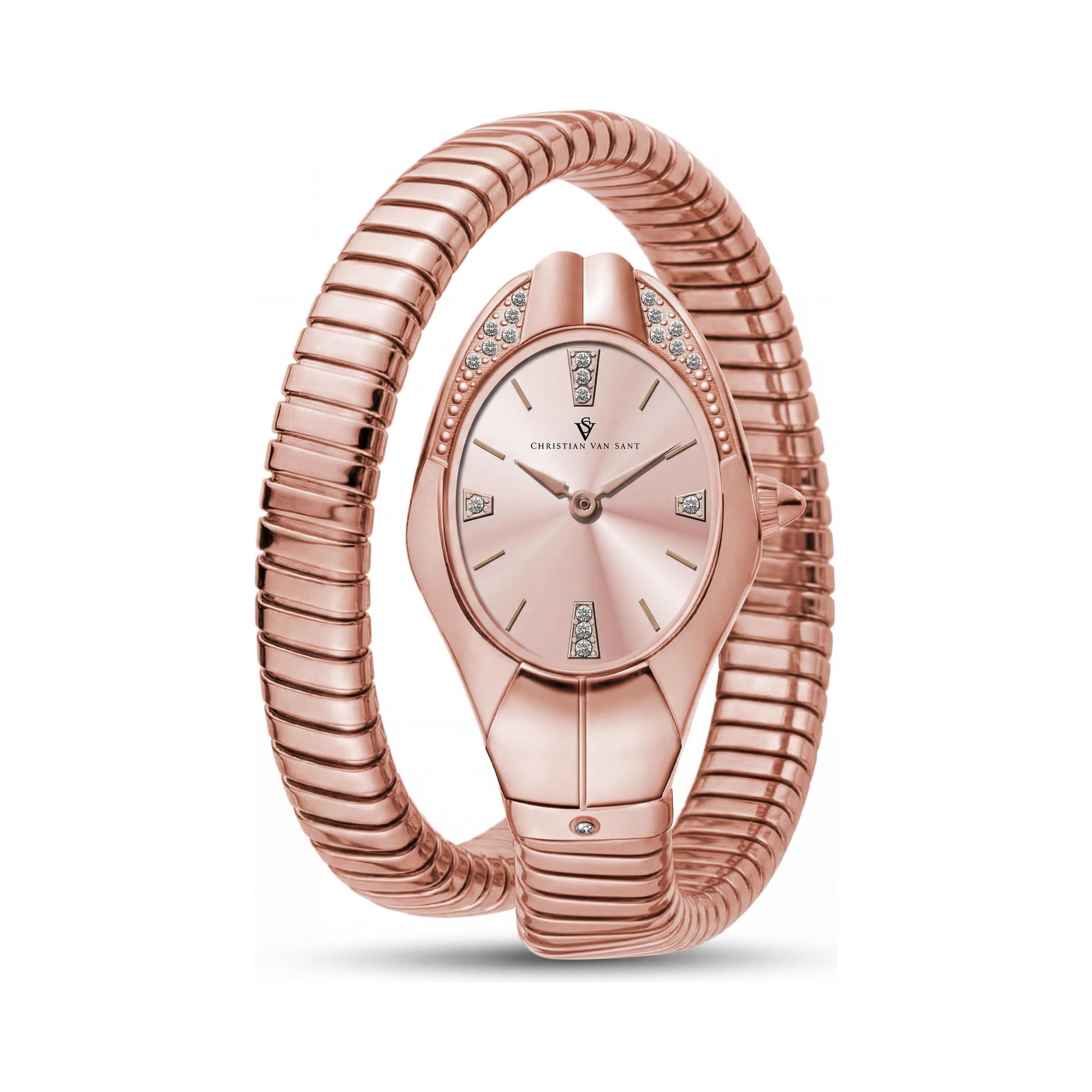 Reloj de cuarzo para mujer Christian Van Sant con esfera de oro rosa y caja y pulsera de acero inoxidable, Photo 1