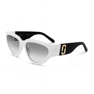 Marc Jacobs Modern Women's White Black Plastic Frame Sunglasses with UV Protection, 57mm Lens Width