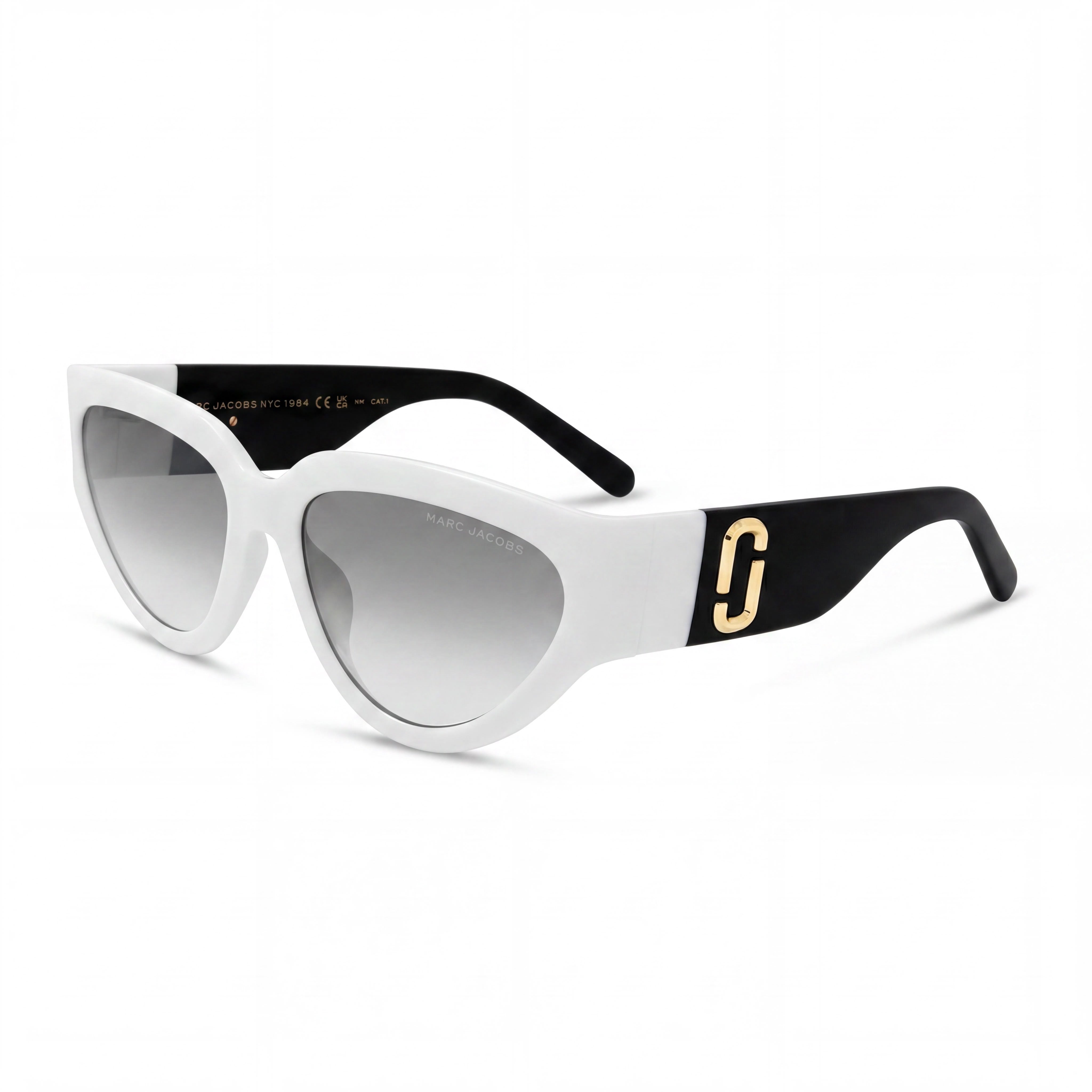 Gafas de sol Marc Jacobs Modern para mujer con montura de plástico blanca y negra con protección UV, ancho de lente de 57 mm, Photo 1
