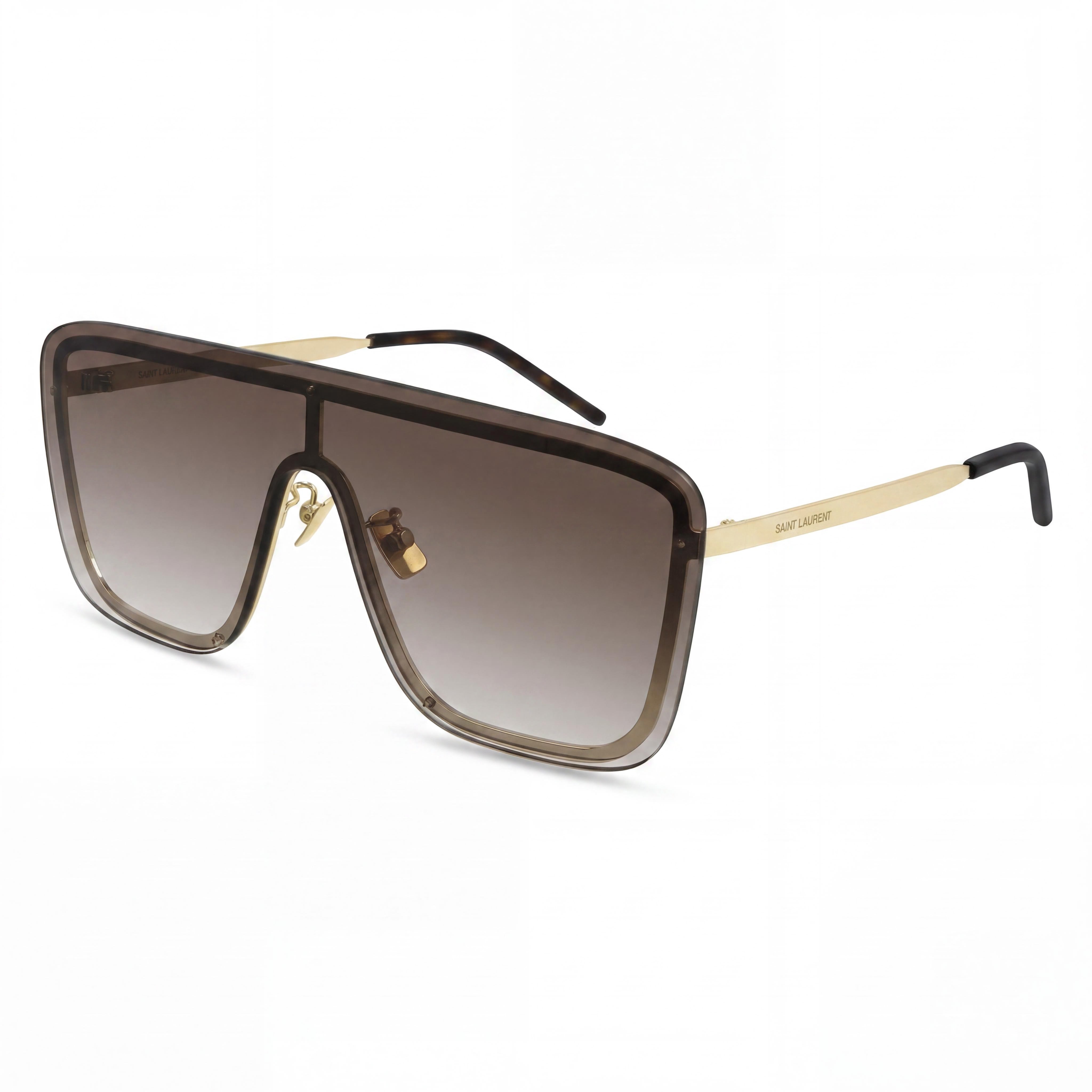 Gafas de sol Saint Laurent SL 364 Mask unisex de acetato dorado, montura marrón habana, lentes marrones doradas y protección UV, 99-01-140, Photo 1
