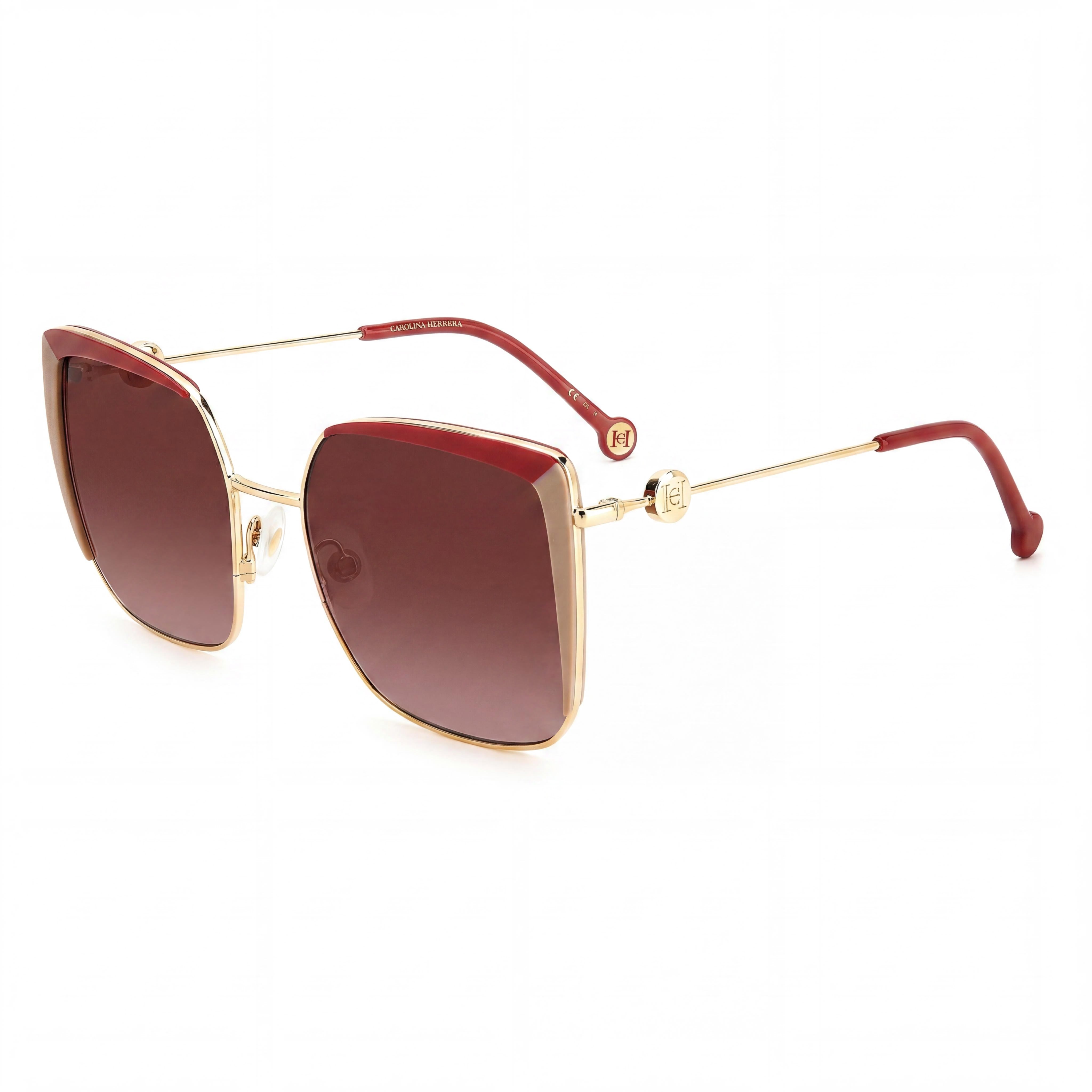 Carolina Herrera Her 0111/S Women's Stainless Steel Square Sunglasses, Red Beige/Pink Doubleshade, 57mm, Photo 1